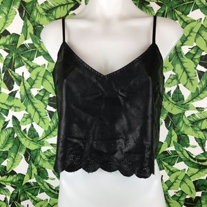 5 for $25 Forever 21 Black Faux Leather Crop Top